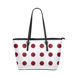 big red pokadots Leather Tote Bag/Large (Model 1651)