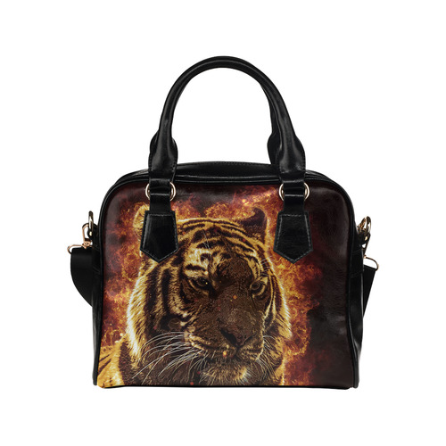 A magnificent tiger is surrounded by flames Shoulder Handbag (Model 1634)