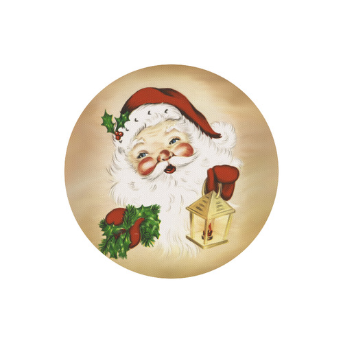 A cute Santa Claus with a mistletoe and a latern Round Mousepad