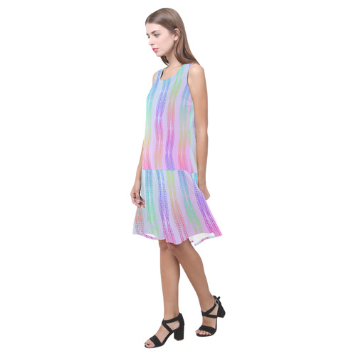 Curvy Rainbow Helix Sleeveless Splicing Shift Dress(Model D17)