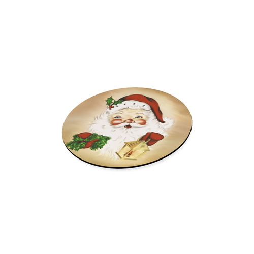 A cute Santa Claus with a mistletoe and a latern Round Coaster
