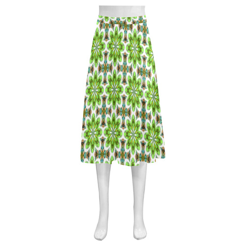 Green and Tan Mnemosyne Women's Crepe Skirt (Model D16)