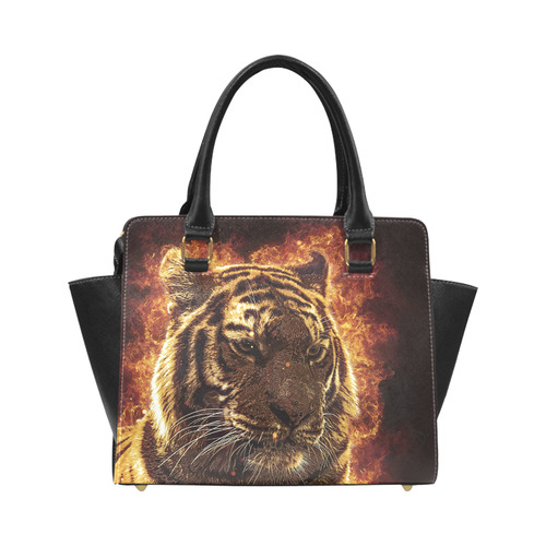 A magnificent tiger is surrounded by flames Classic Shoulder Handbag (Model 1653)
