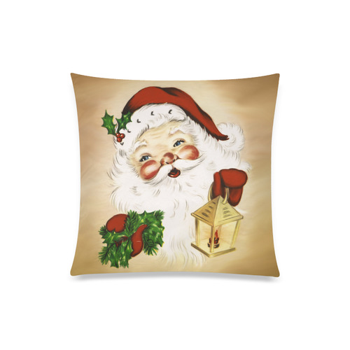 A cute Santa Claus with a mistletoe and a latern Custom Zippered Pillow Case 20"x20"(Twin Sides)