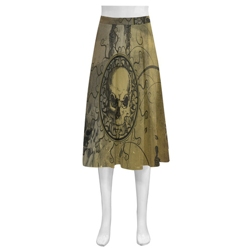 Amazing skull with skeletons Mnemosyne Women's Crepe Skirt (Model D16)