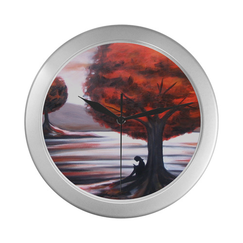 Alone Time Silver Color Wall Clock