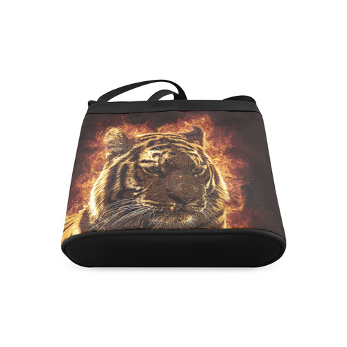 A magnificent tiger is surrounded by flames Crossbody Bags (Model 1613)