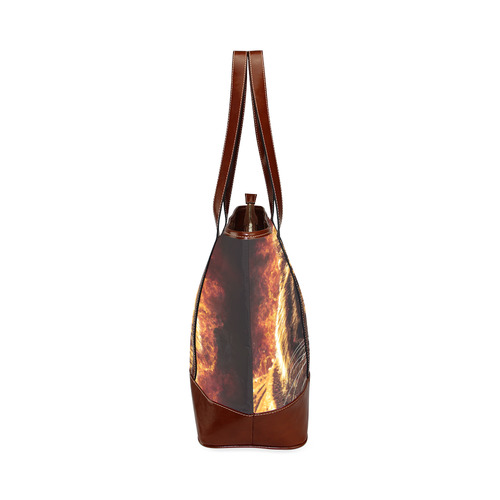 A magnificent tiger is surrounded by flames Tote Handbag (Model 1642)