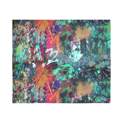 Graffiti Wall and Paint Splatter Cotton Linen Wall Tapestry 60"x 51"