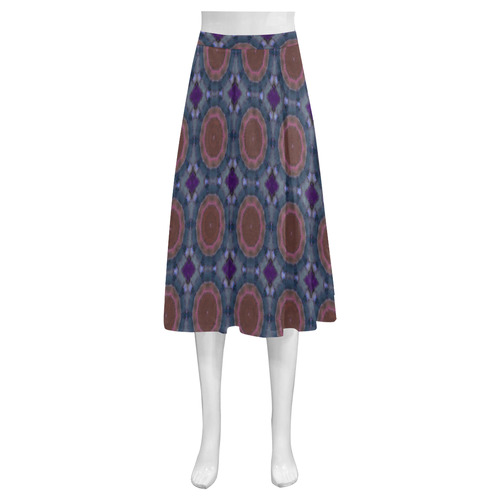 Mauve and Teal Mnemosyne Women's Crepe Skirt (Model D16)