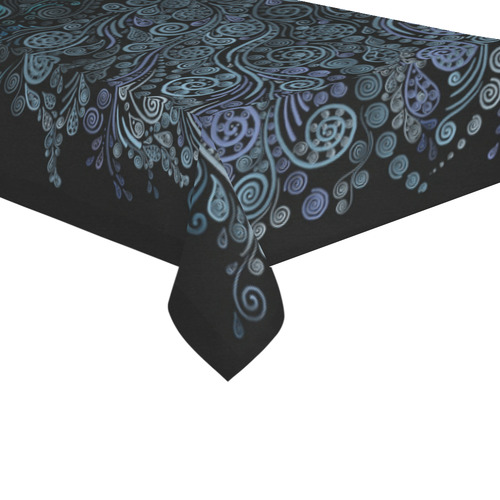 3D ornaments, psychedelic blue Cotton Linen Tablecloth 60"x120"