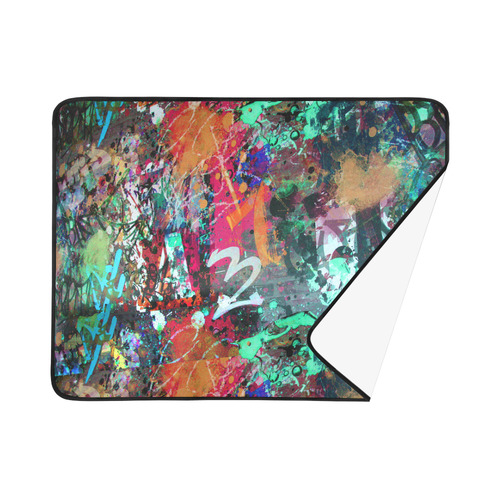 Graffiti Wall and Paint Splatter Beach Mat 78"x 60"