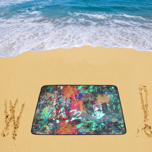 Graffiti Wall and Paint Splatter Beach Mat 78"x 60"