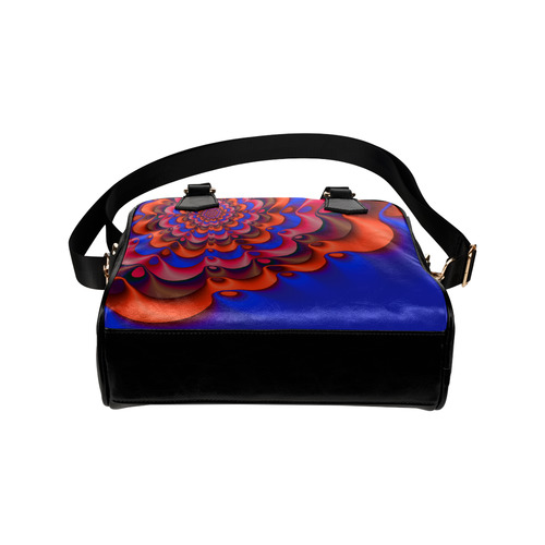 Red Blue Gala Beautiful Fractal Flower Shoulder Handbag (Model 1634)