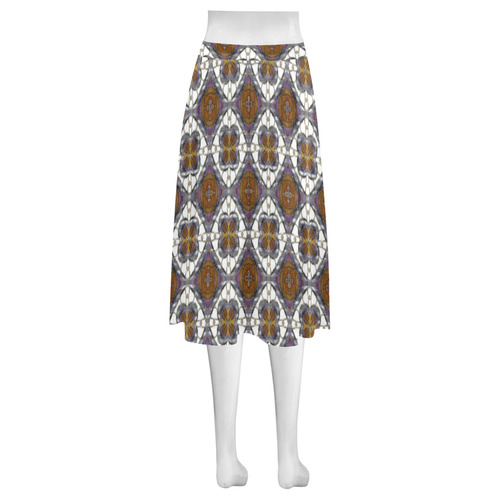 Brown and White Violet Mnemosyne Women's Crepe Skirt (Model D16)
