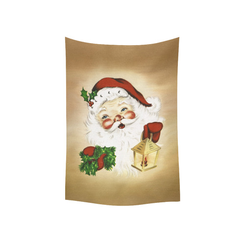 A cute Santa Claus with a mistletoe and a latern Cotton Linen Wall Tapestry 40"x 60"