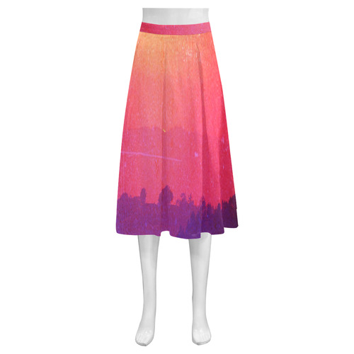 Orange Pink Purple Sunset Mnemosyne Women's Crepe Skirt (Model D16)