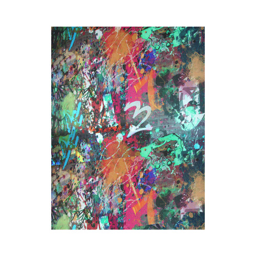 Graffiti Wall and Paint Splatter Cotton Linen Wall Tapestry 60"x 80"