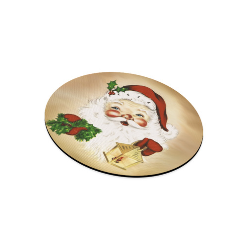 A cute Santa Claus with a mistletoe and a latern Round Mousepad