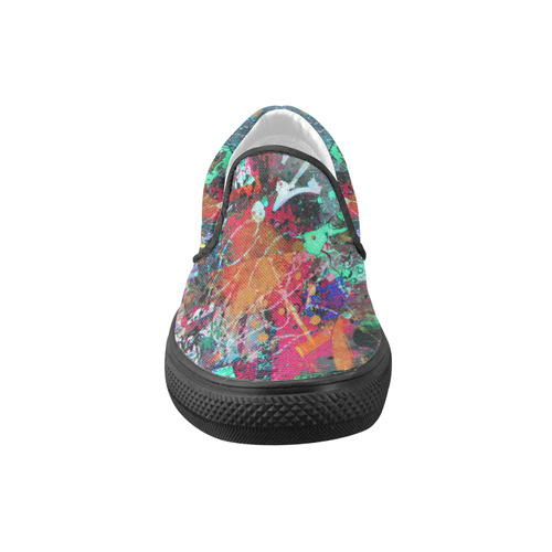 Graffiti Wall and Paint Splatter Men's Unusual Slip-on Canvas Shoes (Model 019)