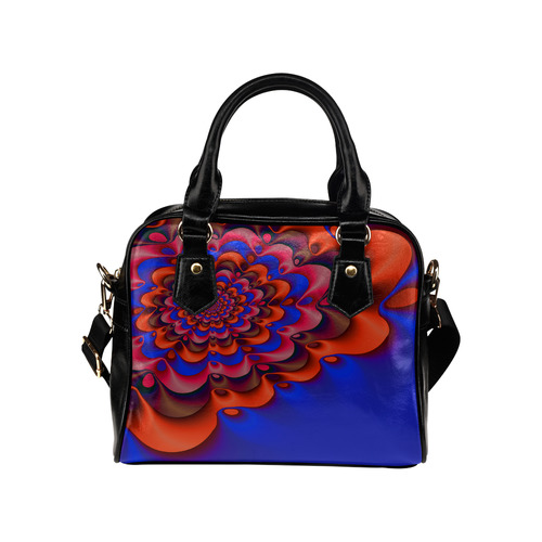 Red Blue Gala Beautiful Fractal Flower Shoulder Handbag (Model 1634)