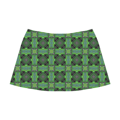 Black and Green Floral Mnemosyne Women's Crepe Skirt (Model D16)