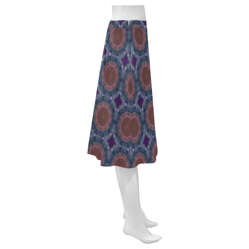 Mauve and Teal Mnemosyne Women's Crepe Skirt (Model D16)