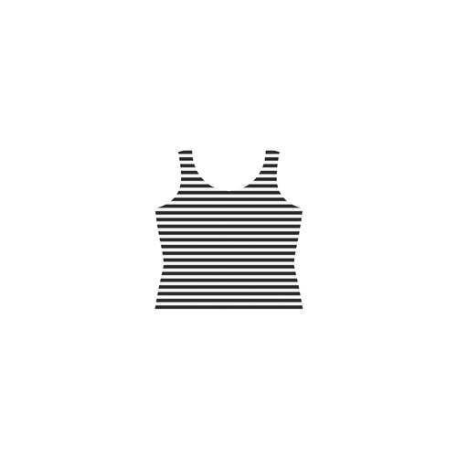 Black and White Stripes Sleeveless Splicing Shift Dress(Model D17)