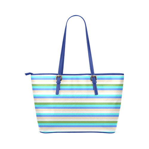 Beach Color Stripes of Sint Maarten Leather Tote Bag/Small (Model 1651)