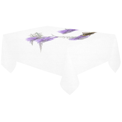 Bumblebee on Purple Flowers, original painting Cotton Linen Tablecloth 60"x120"