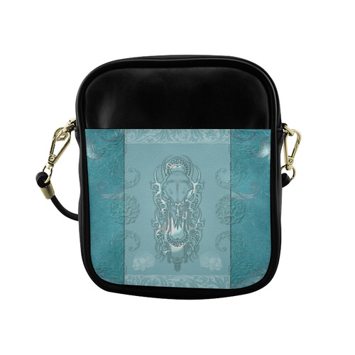 Soft blue decorative design Sling Bag (Model 1627)