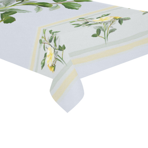 Yellow Rose Cotton Linen Tablecloth 60"x120"