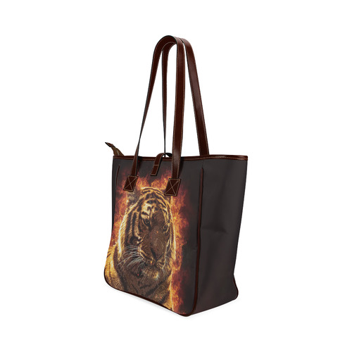 A magnificent tiger is surrounded by flames Classic Tote Bag (Model 1644)