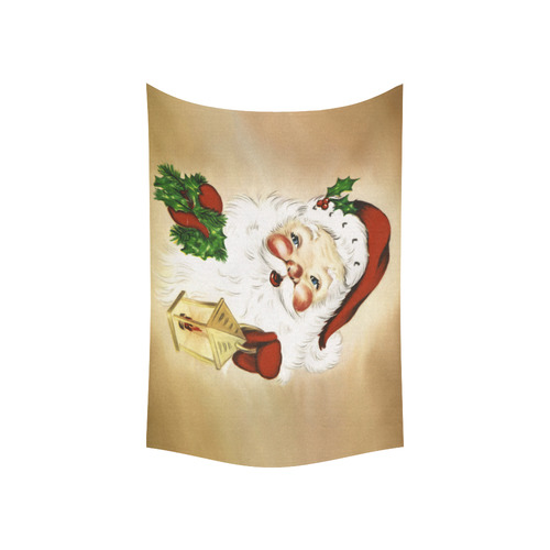 A cute Santa Claus with a mistletoe and a latern Cotton Linen Wall Tapestry 60"x 40"