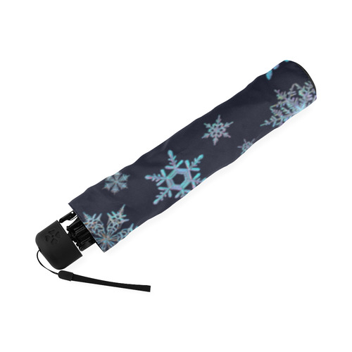Snowflakes, Blue snow original design Foldable Umbrella (Model U01