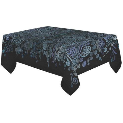 3D ornaments, psychedelic blue Cotton Linen Tablecloth 60"x120"