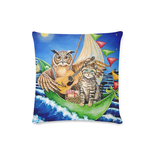 Owl & pussycat Custom Zippered Pillow Case 16"x16"(Twin Sides)