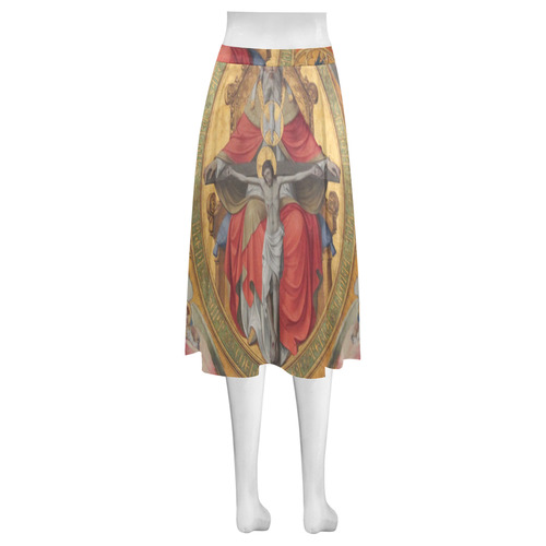 Jesus on Cross Mnemosyne Women's Crepe Skirt (Model D16)