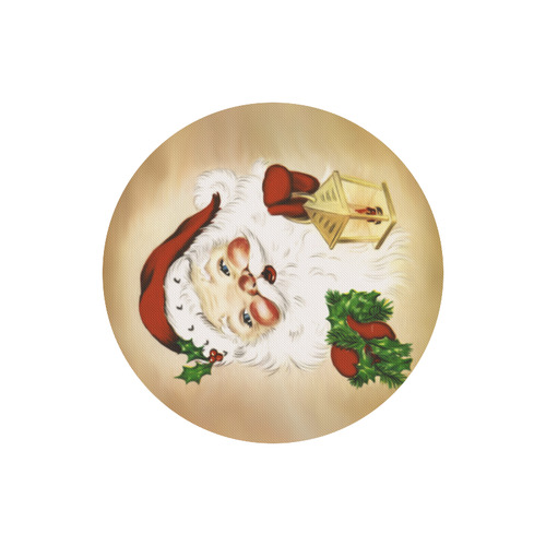 A cute Santa Claus with a mistletoe and a latern Round Mousepad