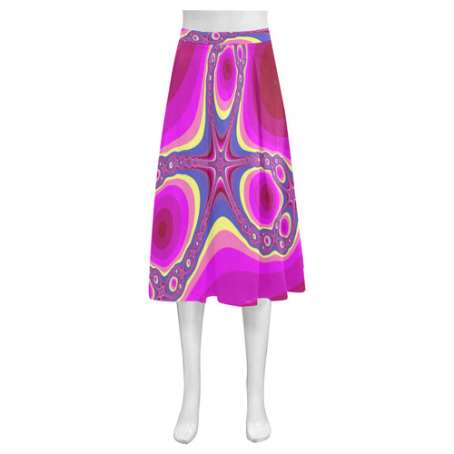 Girls, looks here, fractal in pink Mnemosyne Women's Crepe Skirt (Model D16)