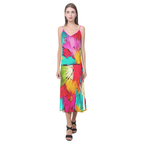 Mirror Bang by Nico Bielow V-Neck Open Fork Long Dress(Model D18)