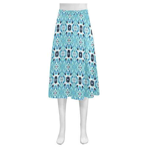 Blue Abstract Mnemosyne Women's Crepe Skirt (Model D16)