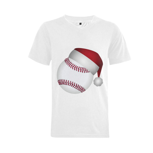 Santa Hat Baseball Christmas Men's V-Neck T-shirt  Big Size(USA Size) (Model T10)