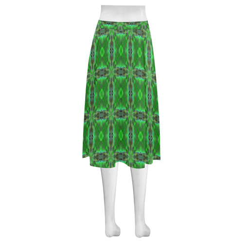 Green Geometric Pattern Mnemosyne Women's Crepe Skirt (Model D16)