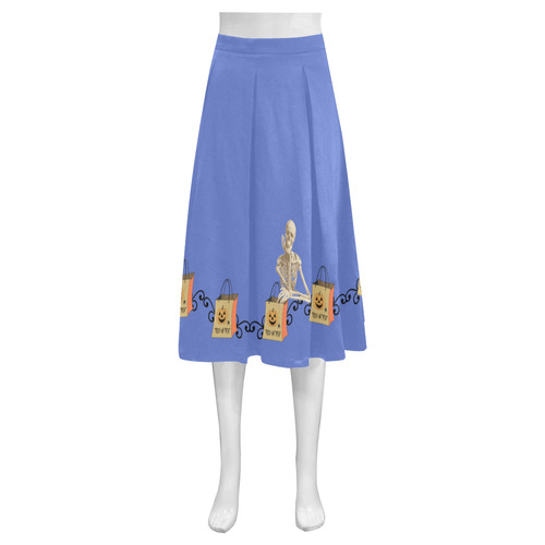 Trick or Treat Skeleton Mnemosyne Women's Crepe Skirt (Model D16)