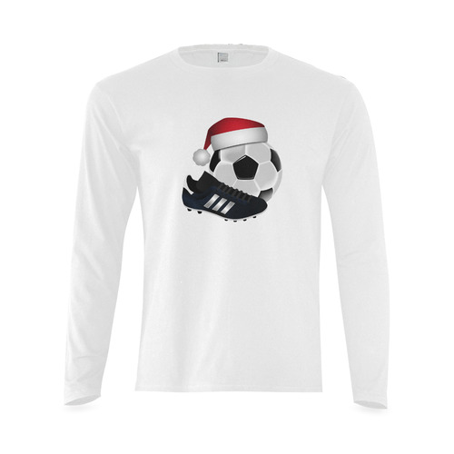 Santa Hat Soccer Ball and Shoe Christmas Sunny Men's T-shirt (long-sleeve) (Model T08)