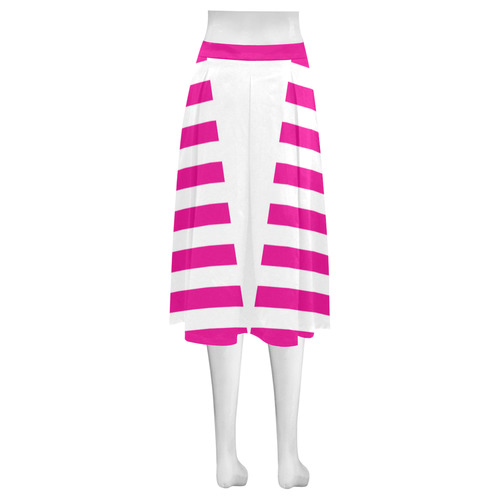 Geometric Style White solid Stripes Big Triangle Mnemosyne Women's Crepe Skirt (Model D16)