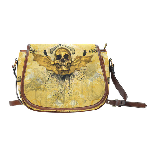 Awesome skull in golden colors Saddle Bag/Large (Model 1649)