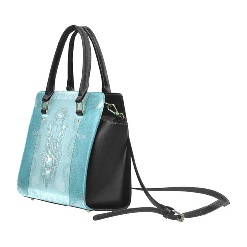 Soft blue decorative design Classic Shoulder Handbag (Model 1653)