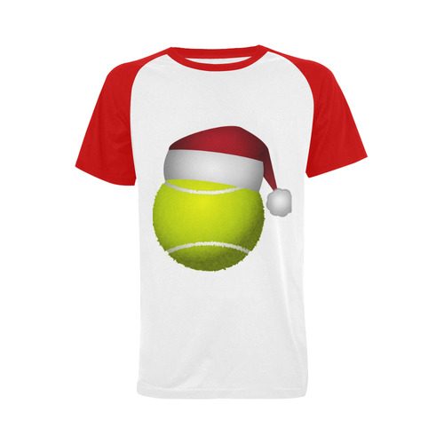 Santa Hat Tennis Ball Christmas Men's Raglan T-shirt Big Size (USA Size) (Model T11)